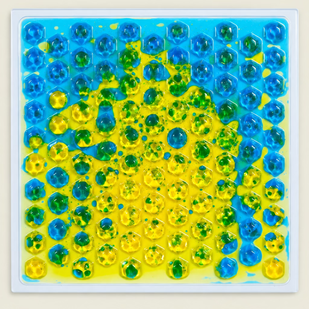liquid tiles textured 30x 30 cm blue and yellow