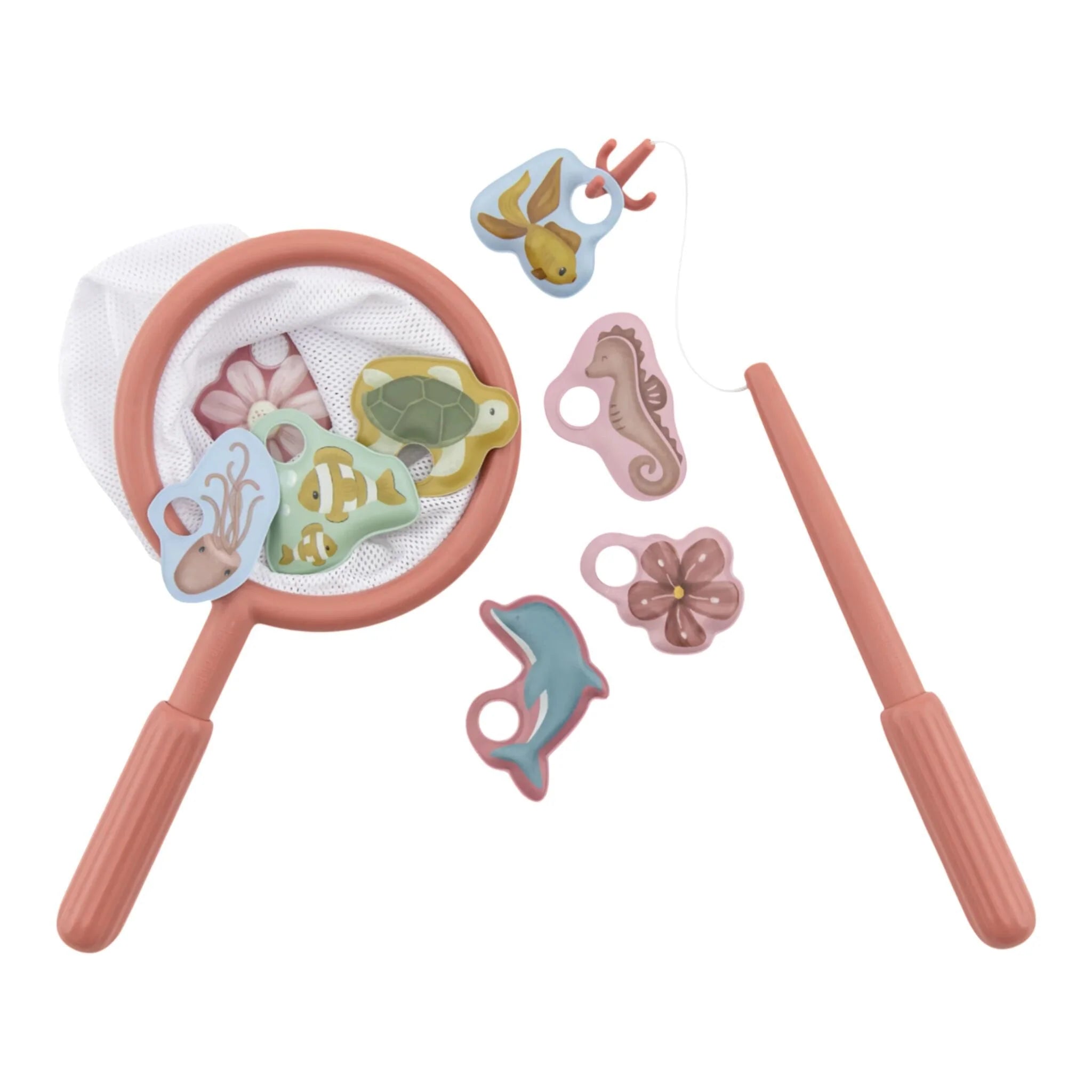 Bath toy fishing game with sea animals