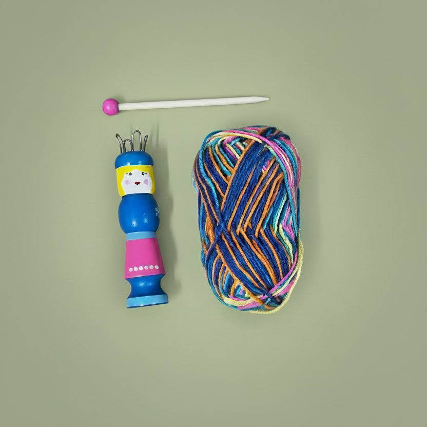 French Knitting Doll with wool