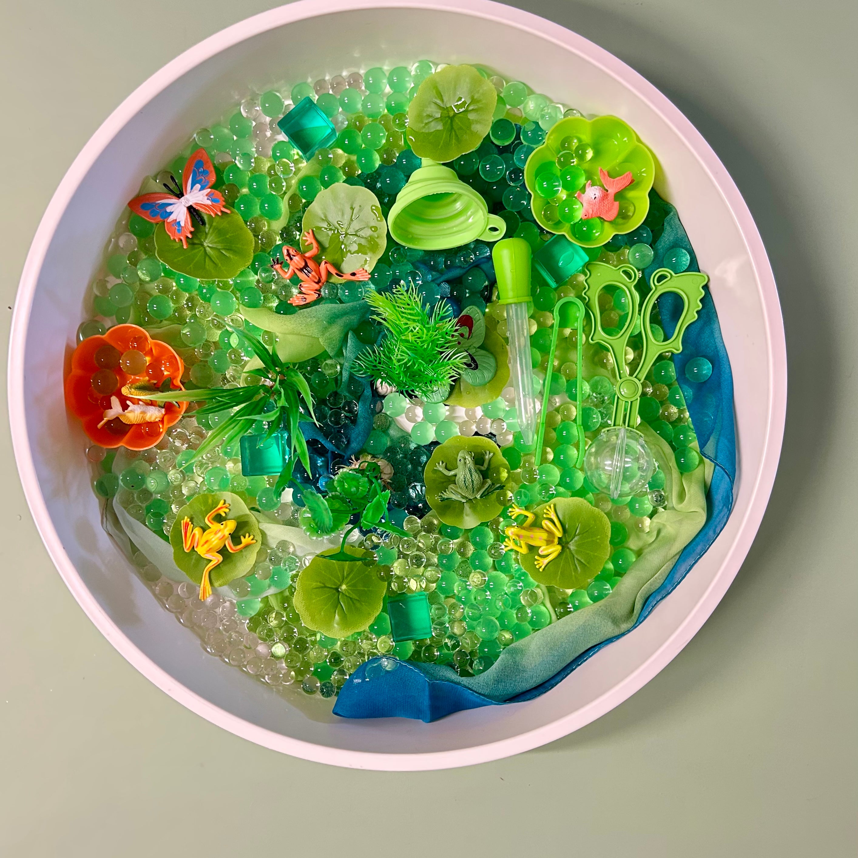 Pour and Play Sensory Set — OT-designed themed sensory play for children 3 years and older. Frog Pond