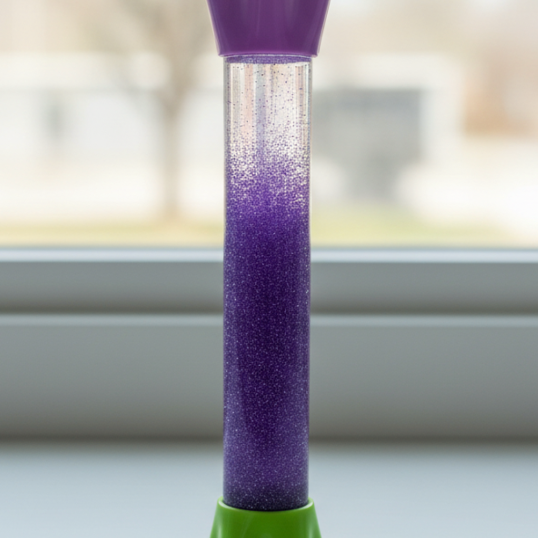 Sensory liquid tube with glitter liquid timer