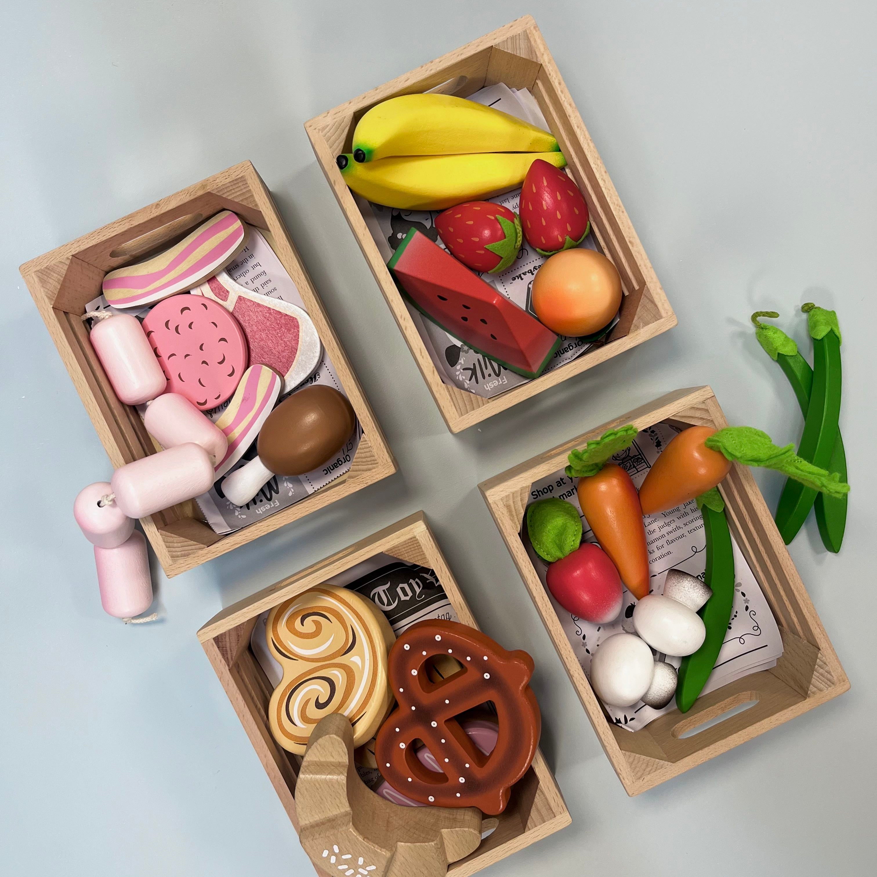 LTV wooden food crate play set
