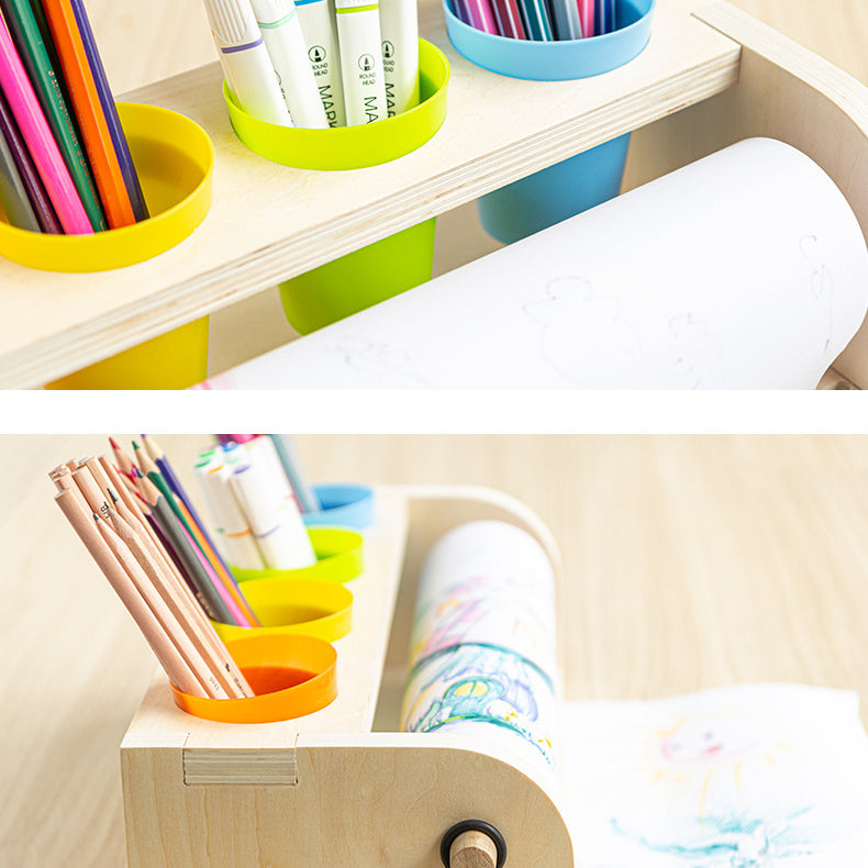 Creative play paper roll holder for crayons and painting
