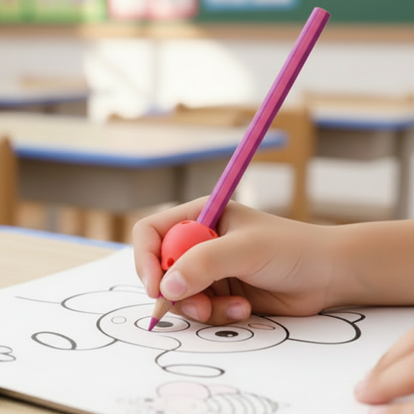 Pencil grip on pencil crayon