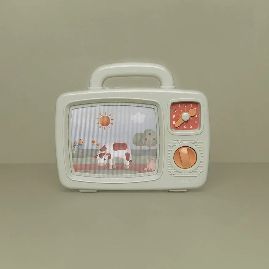 Retro musical TV toy with farm animals