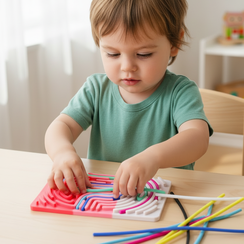 Sensory string fidget board child playing
