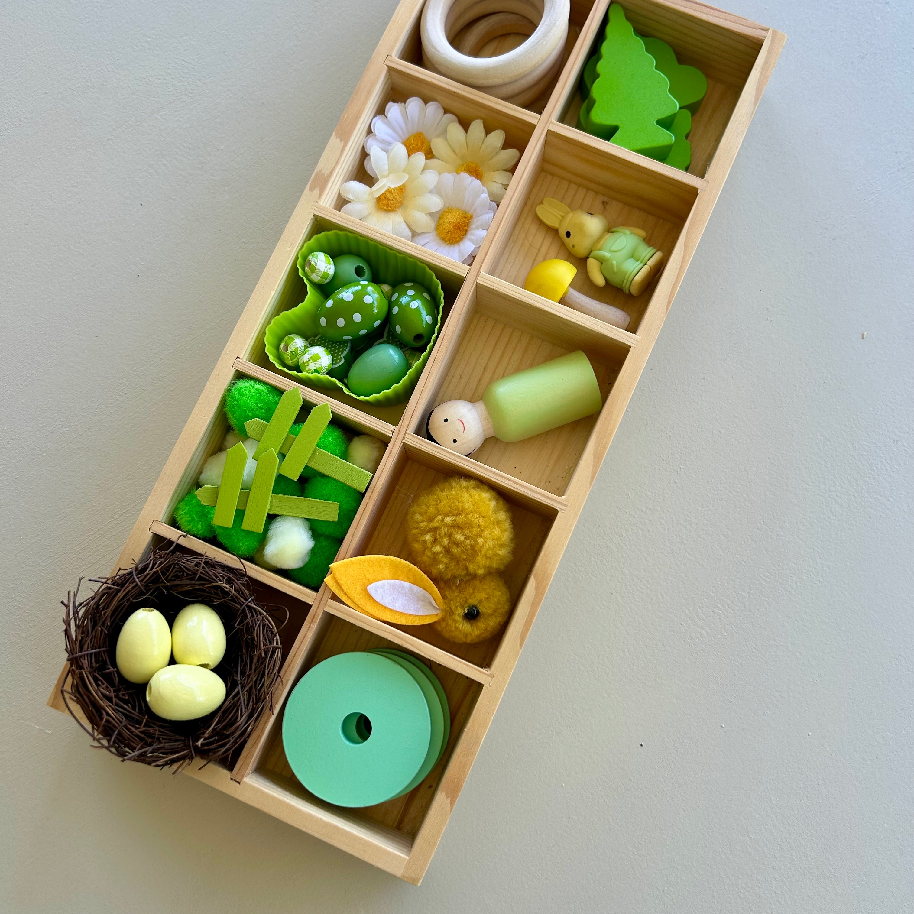 Montessori inspired tinker tray for open ended play