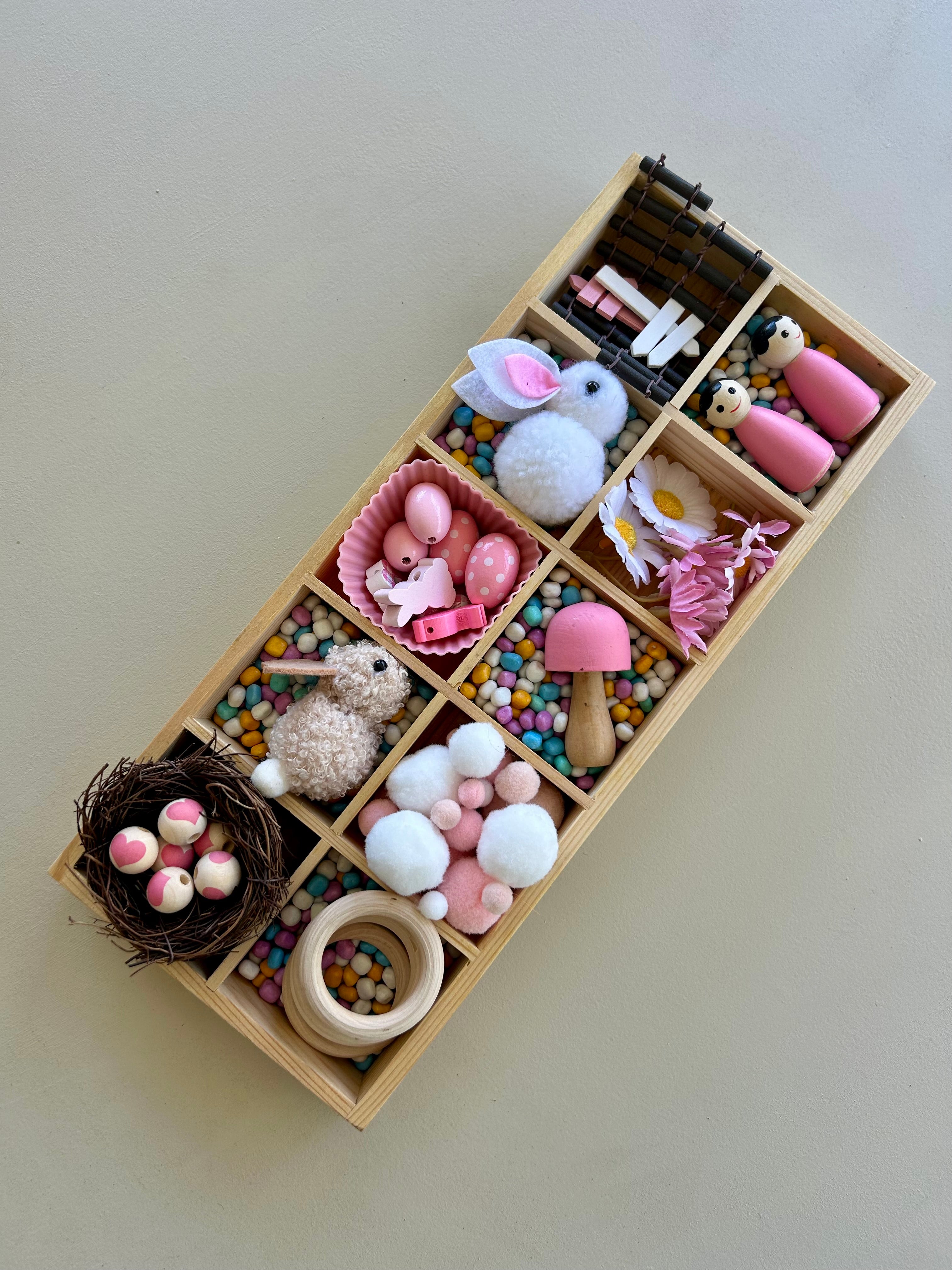 Tinker tray for kids loose parts play