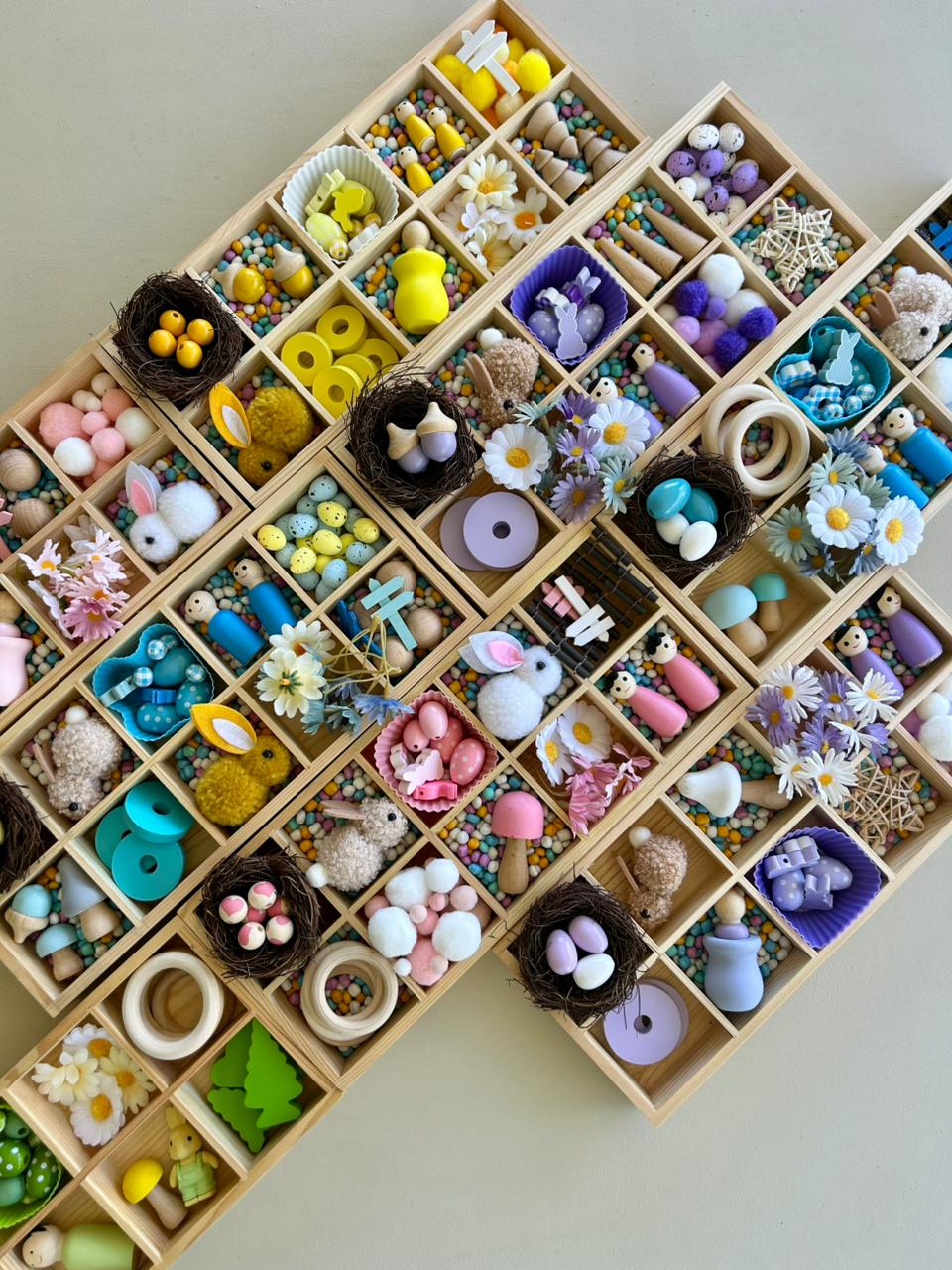 Wooden tinker tray for kids loose parts play