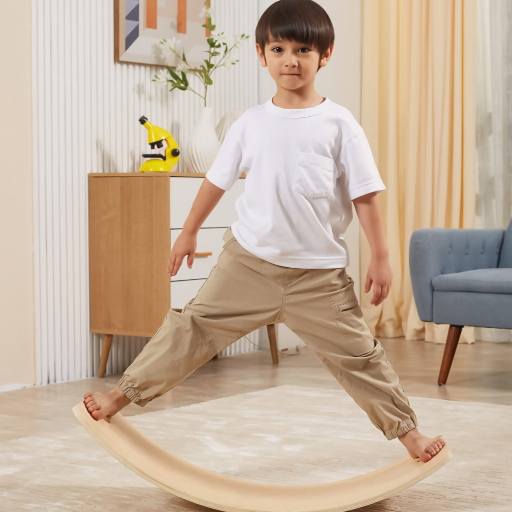 Wooden balance board with felt backing for kids