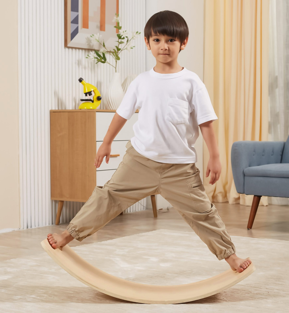 Wooden balance board with felt backing for kids