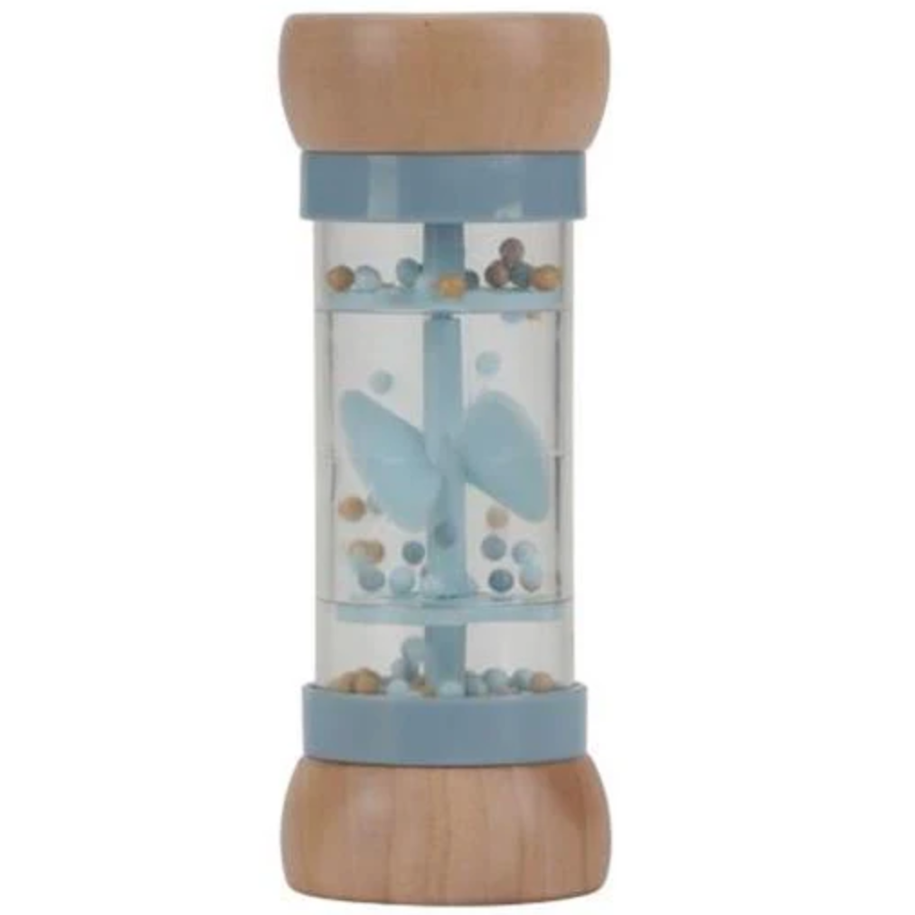 Wooden baby rattle with calming rain sound