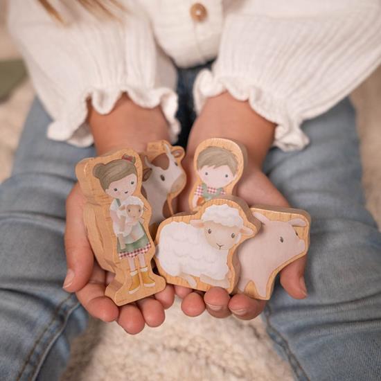 Wooden train set with farm animals for kids