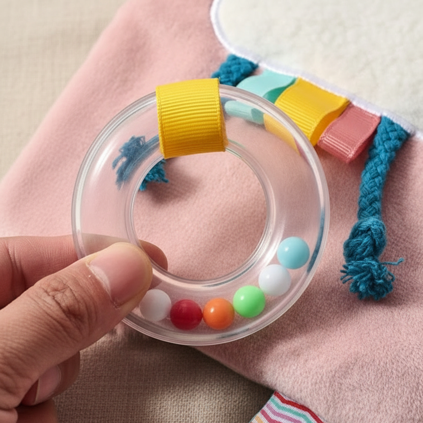 ring rattle on rainbow for sensory noie