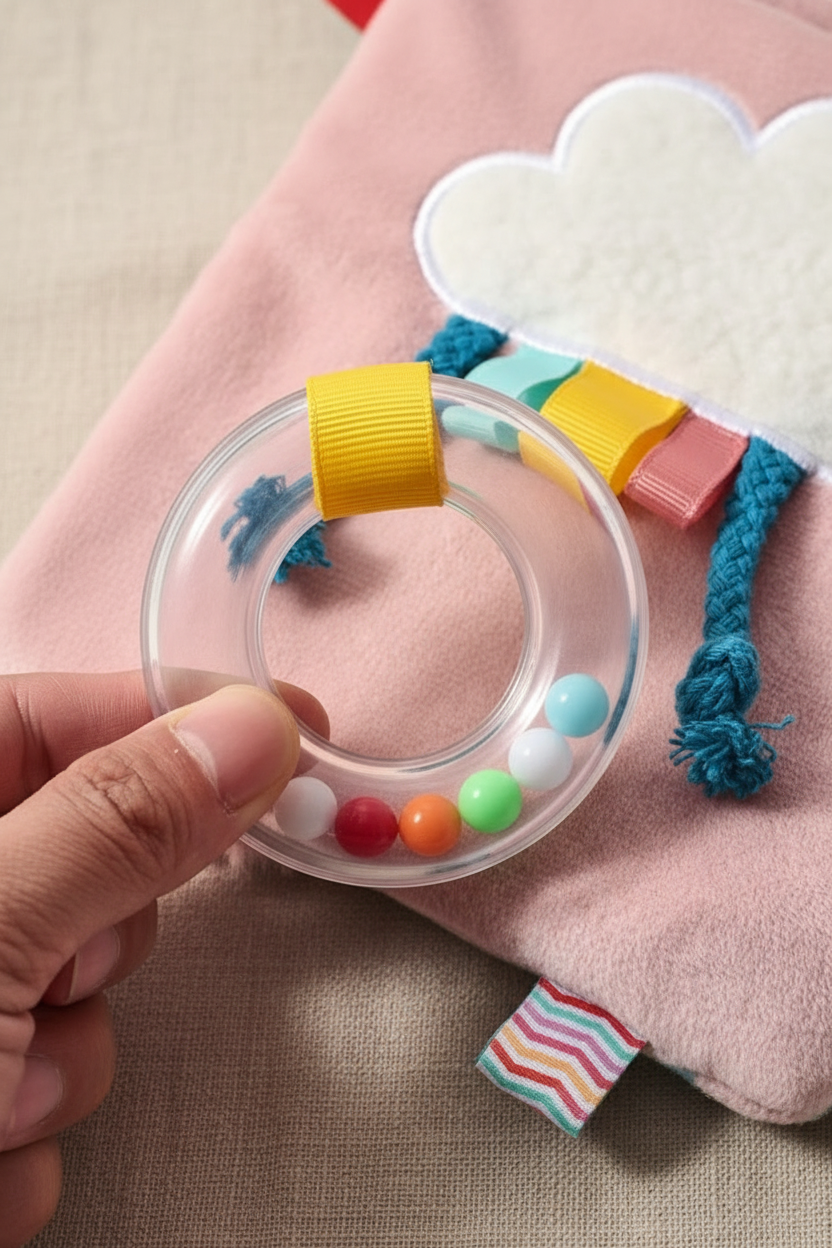 ring rattle on rainbow for sensory noie
