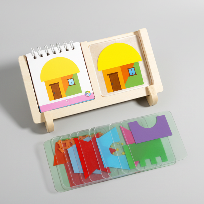 Copy the card by stacking the perspex tiles ontop of each other