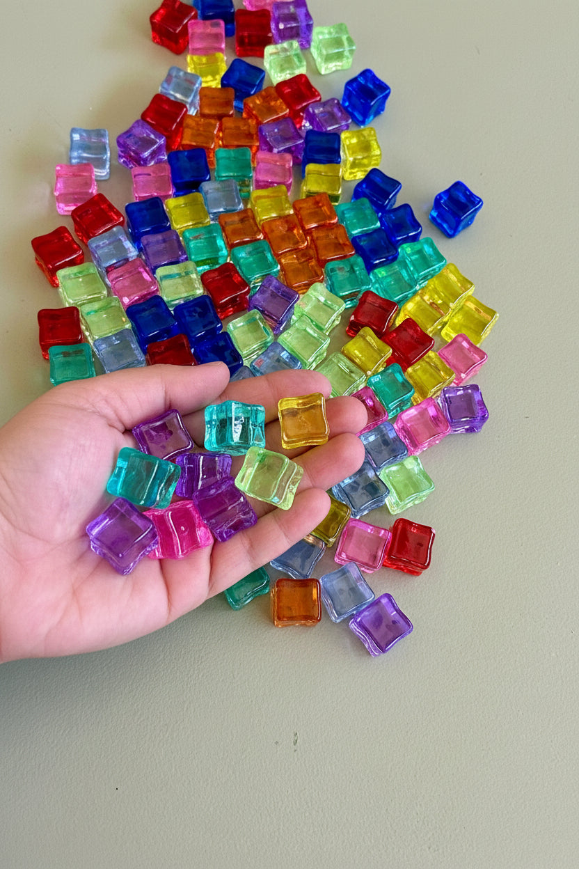 sizes of transparent square counters