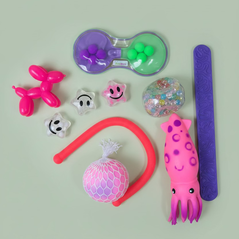 set of different sensory squishes in a pack