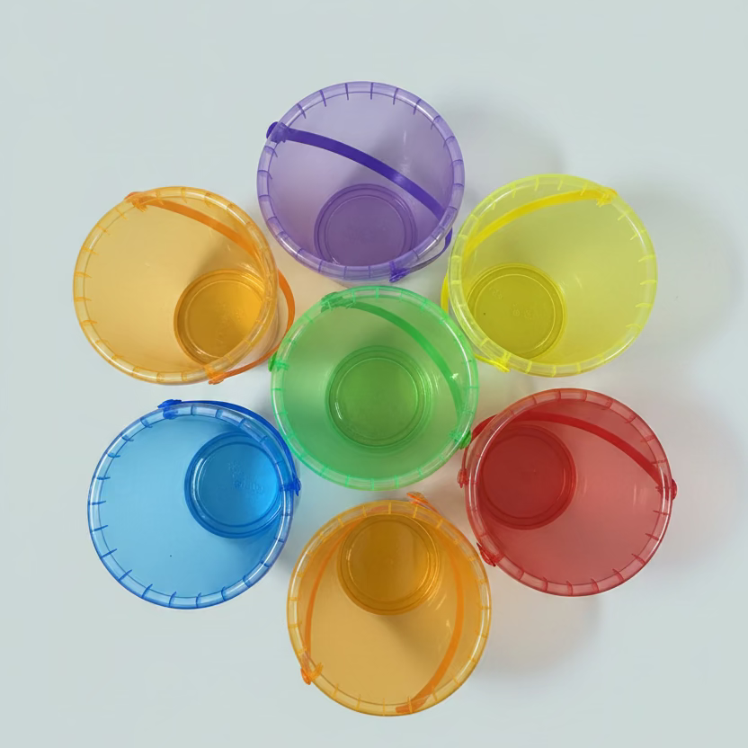 6 x 2L Colorful translucent plastic buckets
