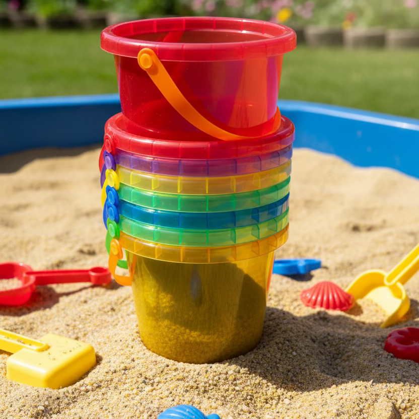 translucent buckets for the sand put