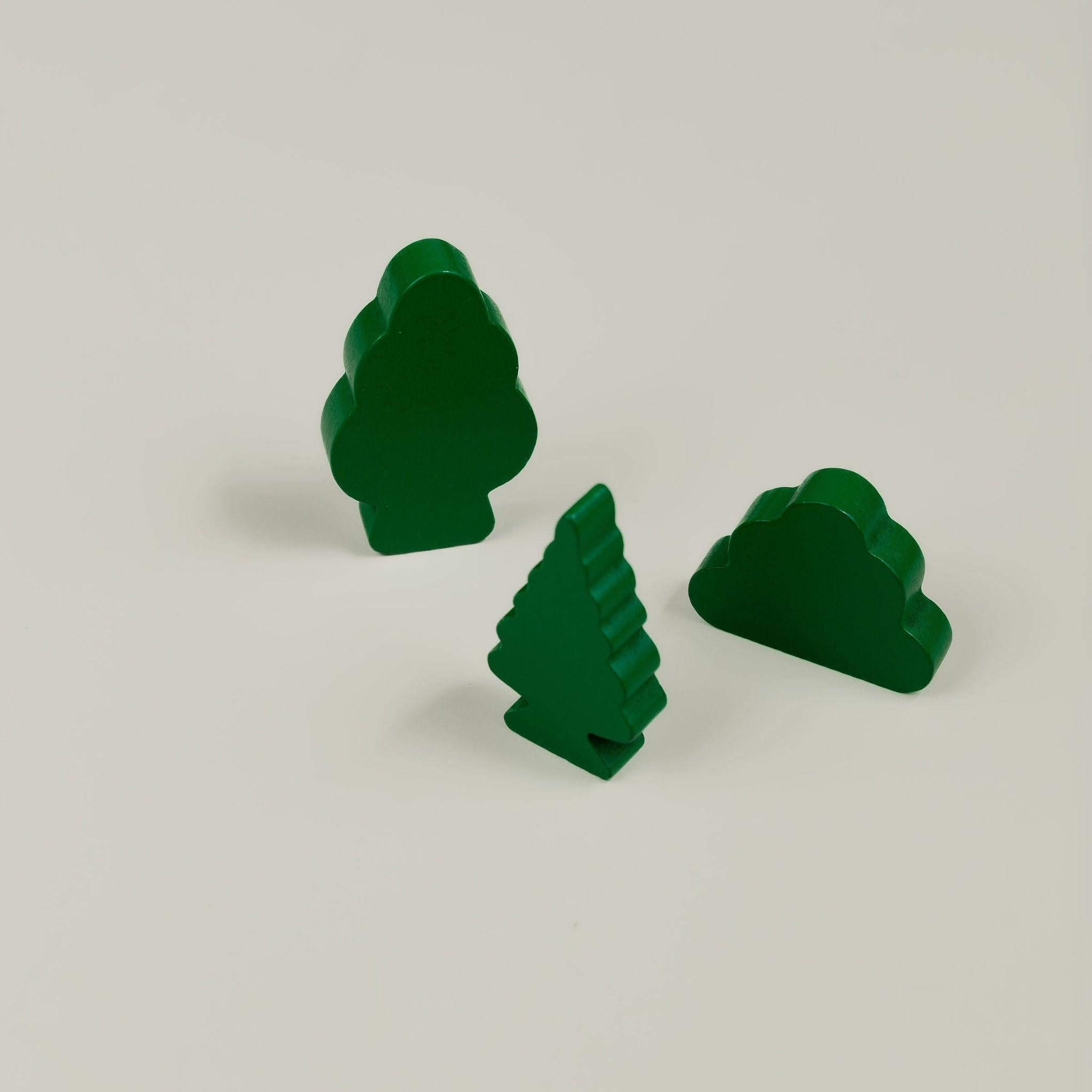 Colourful wooden trees for imaginative play scenes