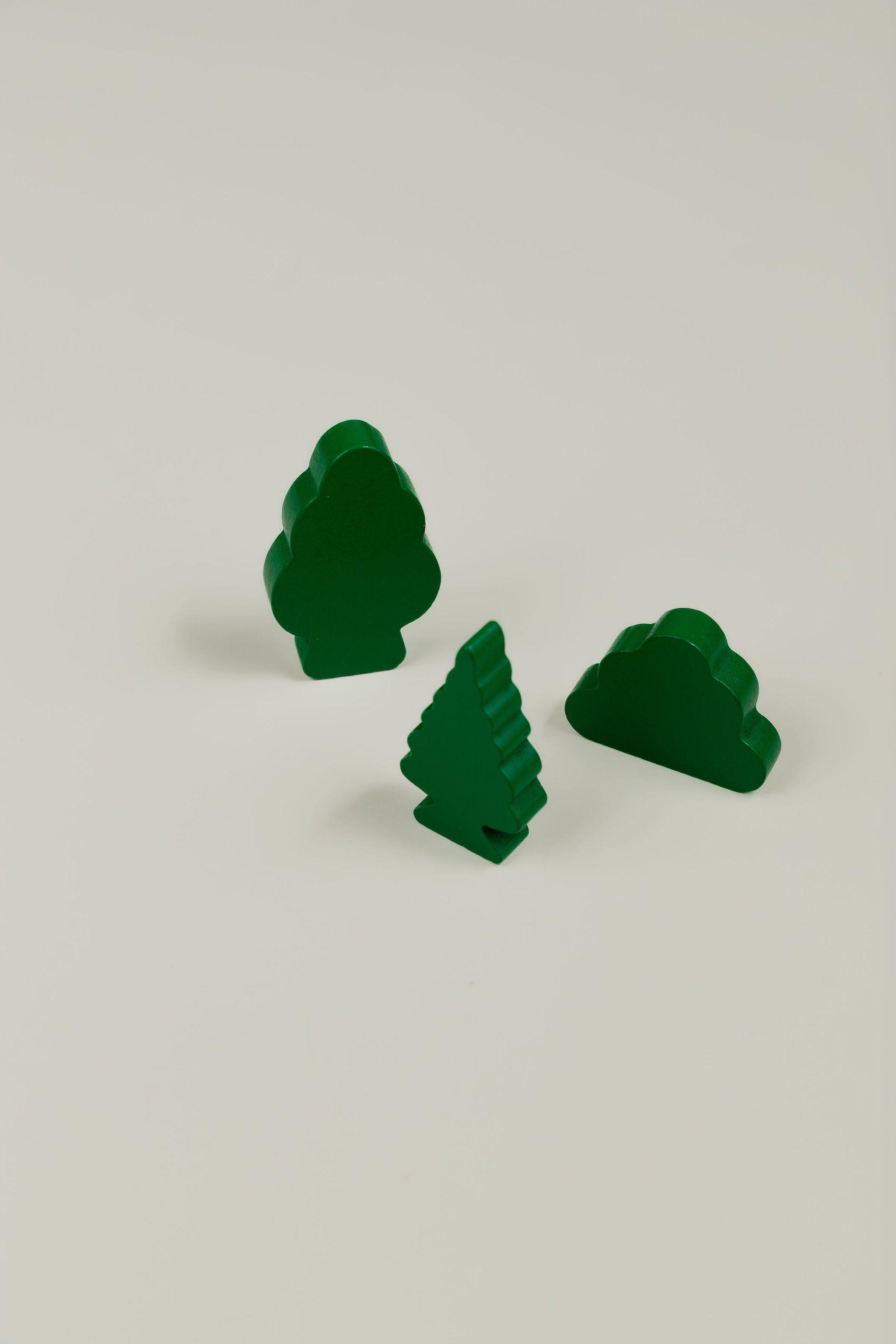 Colourful wooden trees for imaginative play scenes