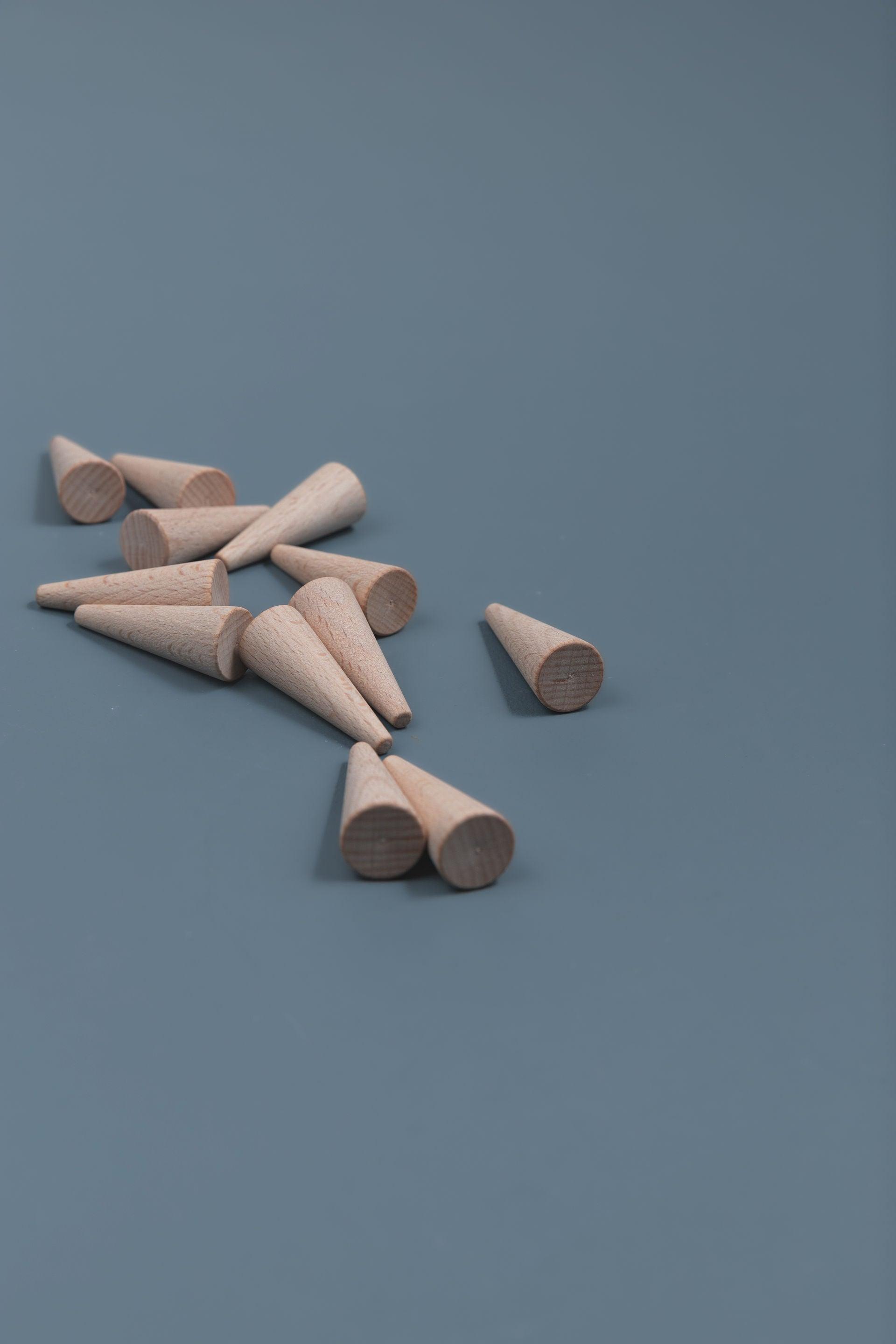 Natural textures wooden pieces for sensory play