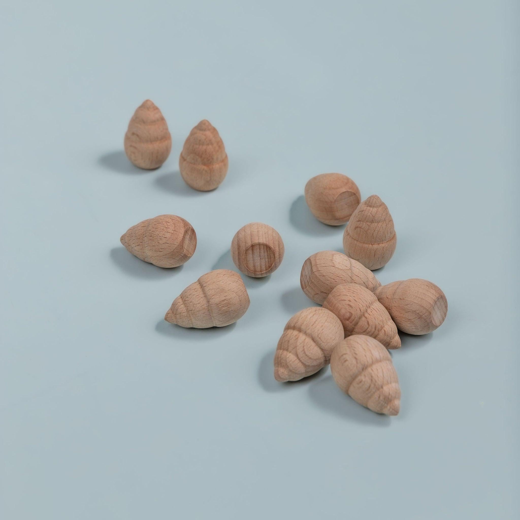 Wooden loose parts arranged for creative play