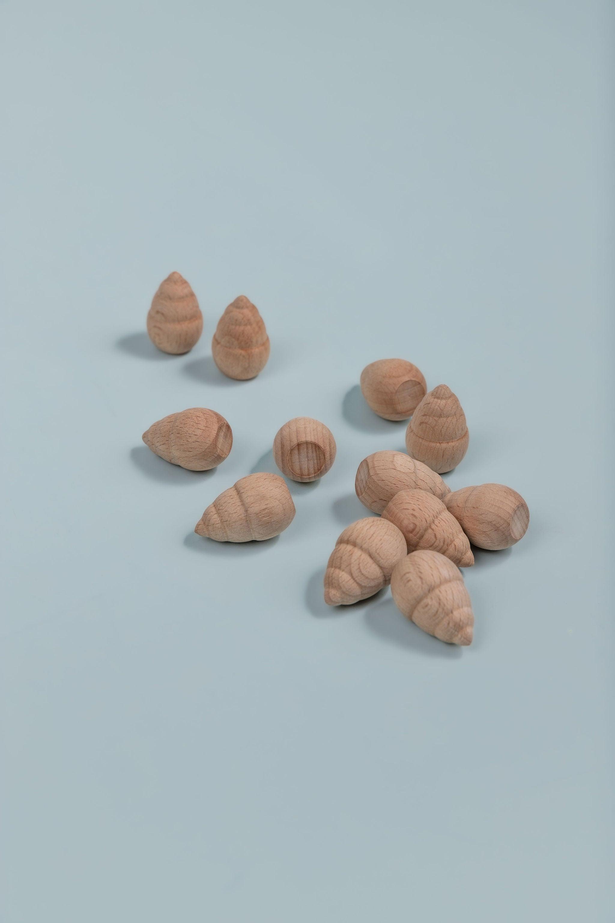 Wooden loose parts arranged for creative play