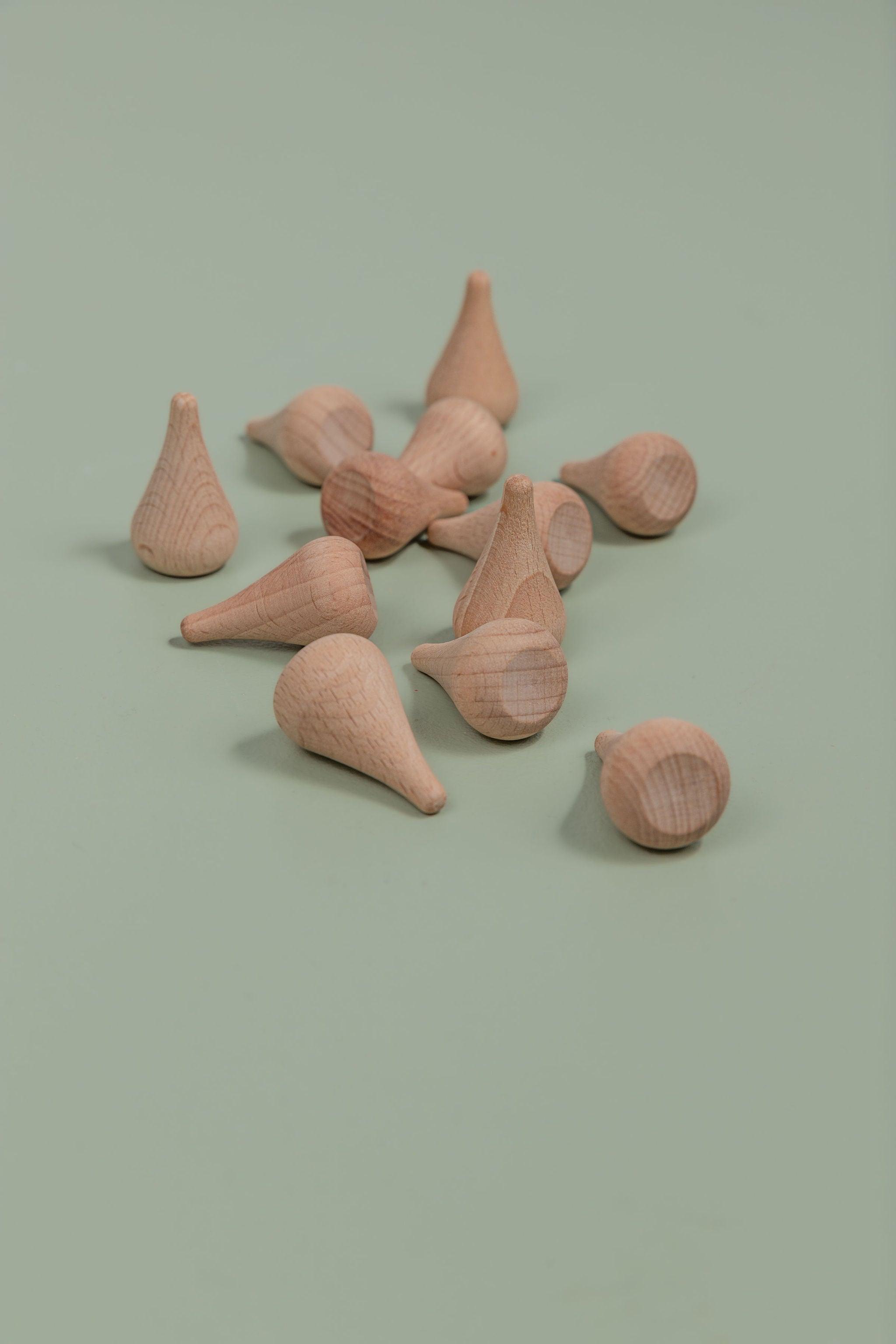 Natural wood pieces for stacking and building