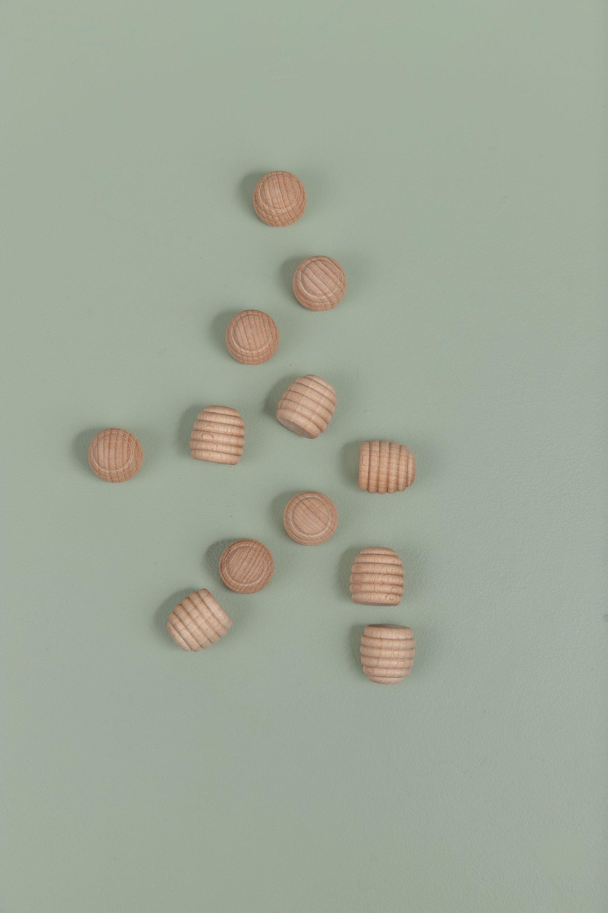 Close up of natural wooden loose parts textures