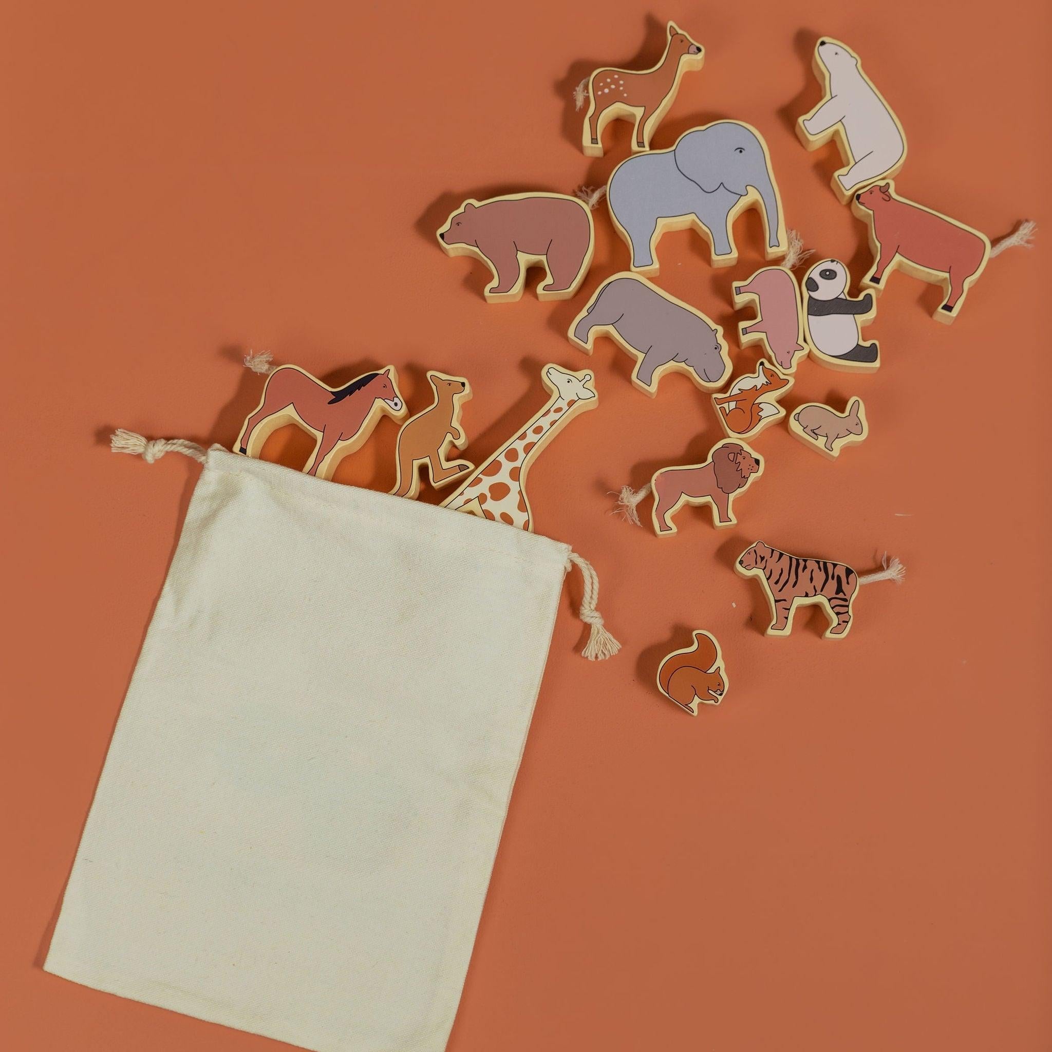 Natural Wooden Stacking Animals - tiny tree toys - tiny tree toys
