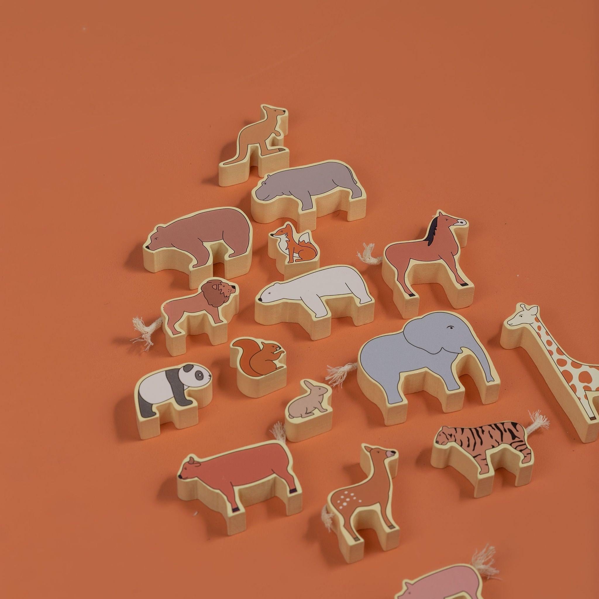 Natural Wooden Stacking Animals - tiny tree toys - tiny tree toys