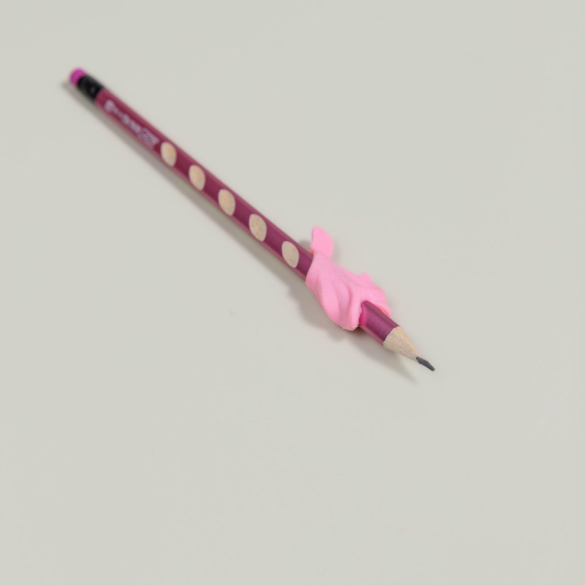 Close up of ergonomic pencil grip on pencil