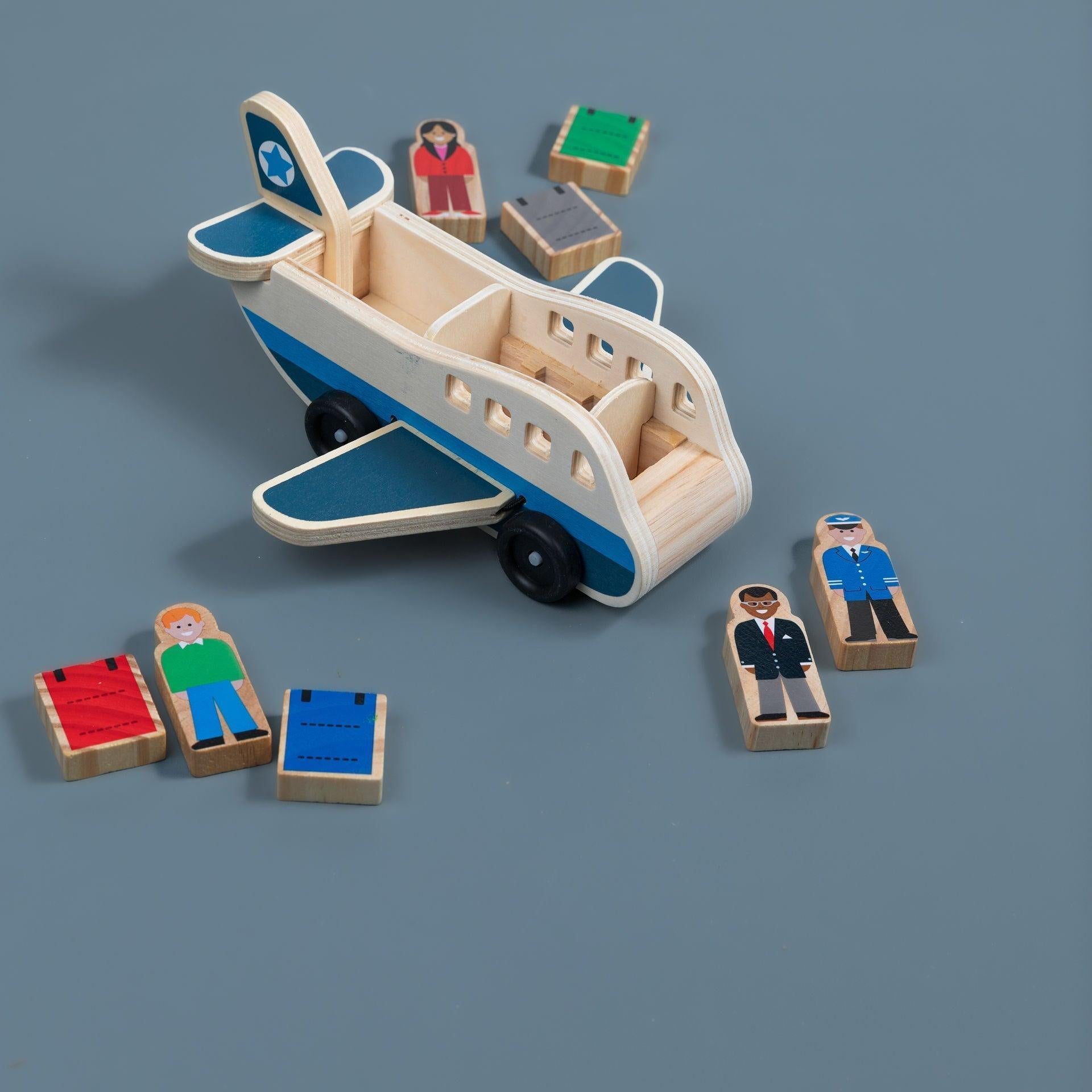 Wooden Plane With Passengers - tiny tree toys - tiny tree toys