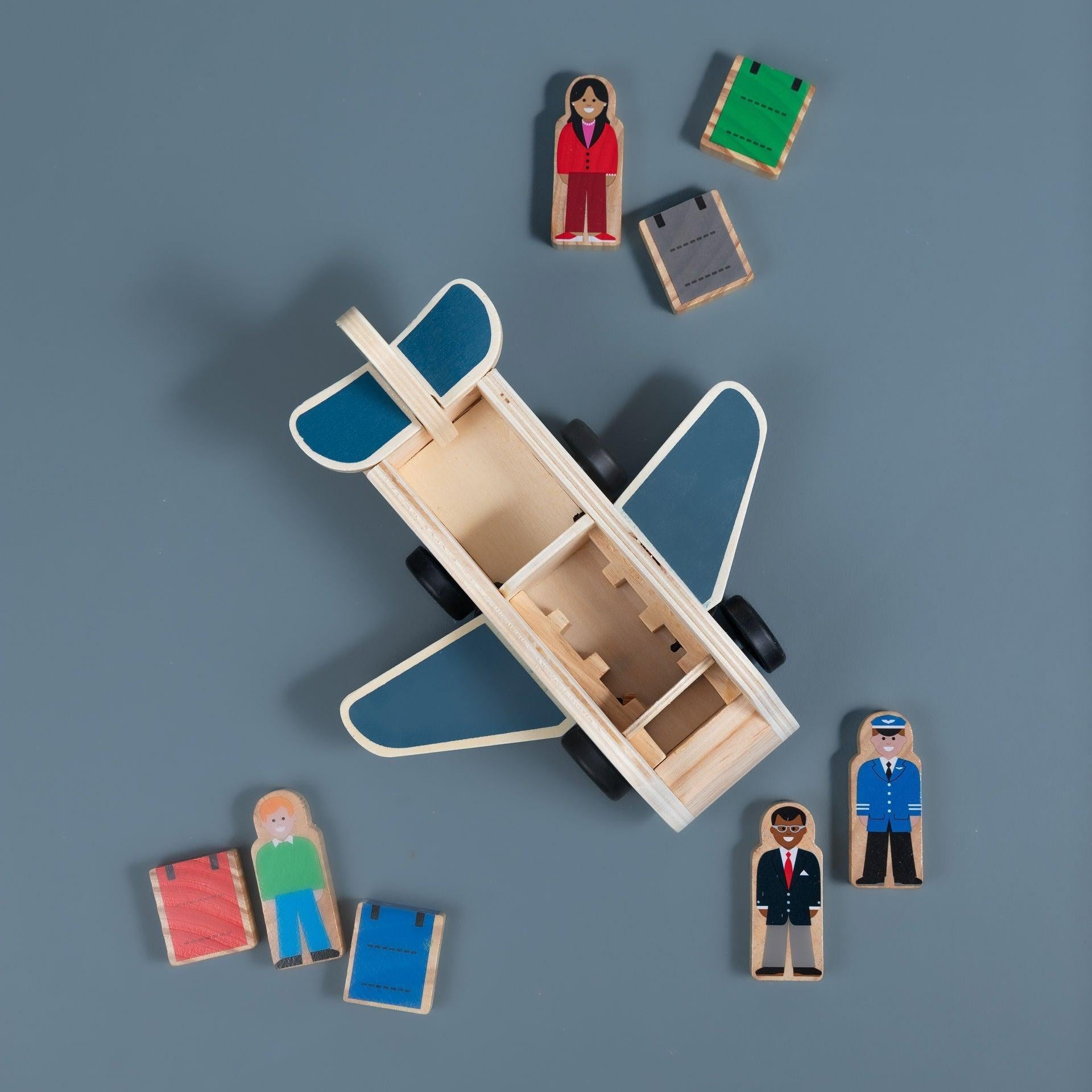 Wooden Plane With Passengers - tiny tree toys - tiny tree toys