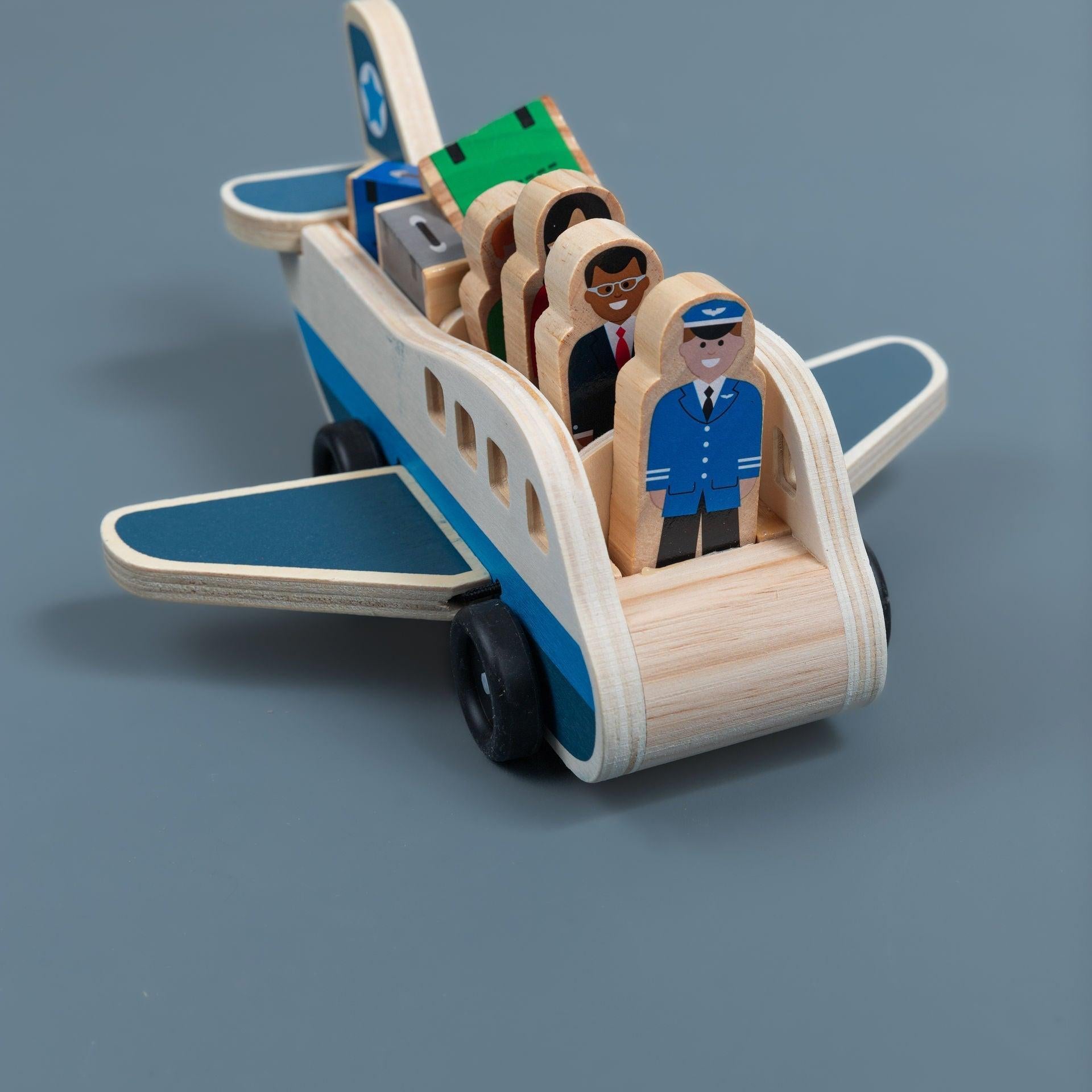 Wooden Plane With Passengers - tiny tree toys - tiny tree toys