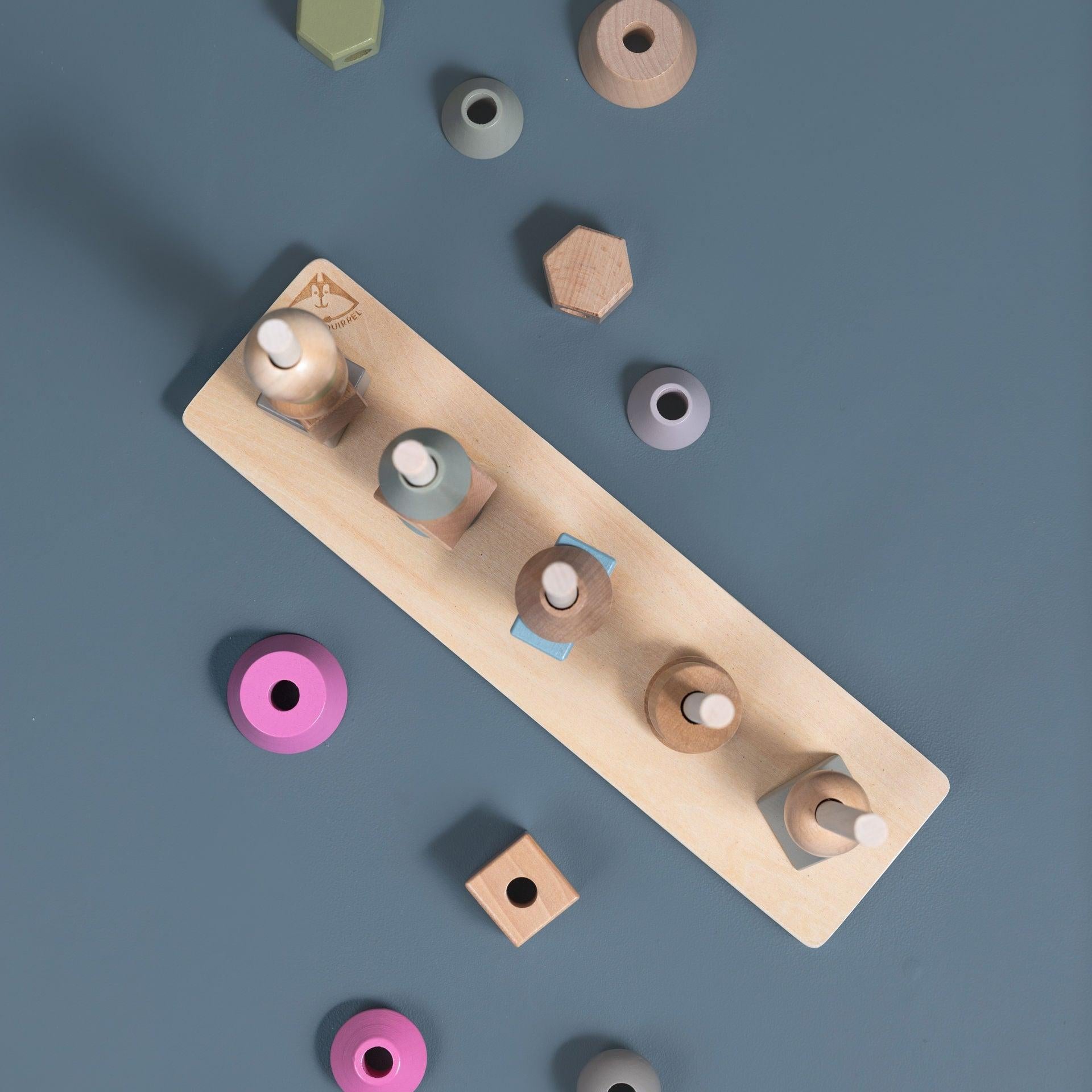 Wooden Shape Stacker - Pastel - tiny tree toys - tiny tree toys