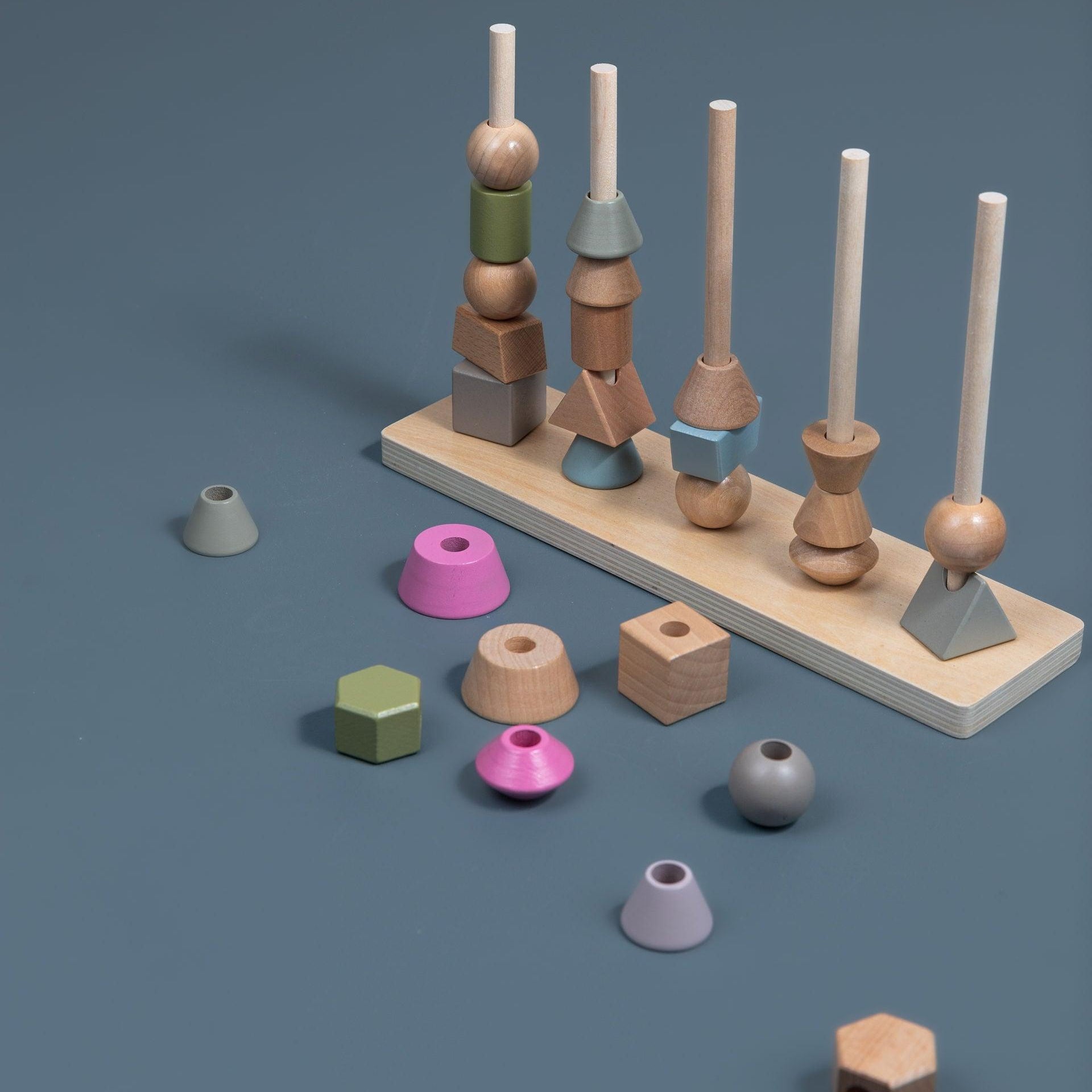 Wooden Shape Stacker - Pastel - tiny tree toys - tiny tree toys