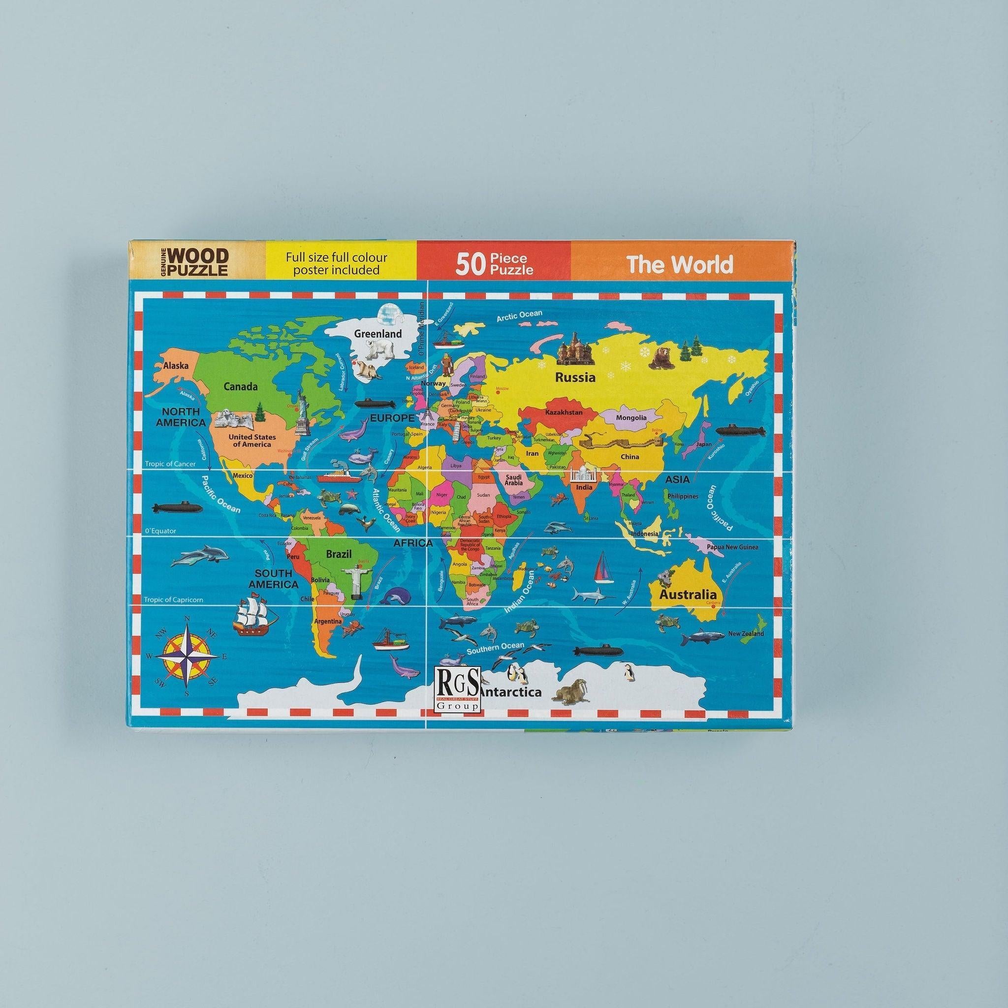 World Map Puzzle 50 Pcs - tiny tree toys - Smart Thinking