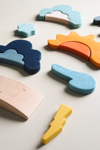 Wooden weather blocks set for kids imaginative play