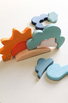colourful weather themed wooden blocs sun wind rain