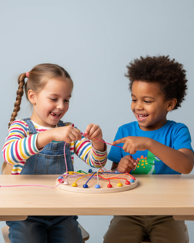 Child playing Rope Solving Challenge educational puzzle toy