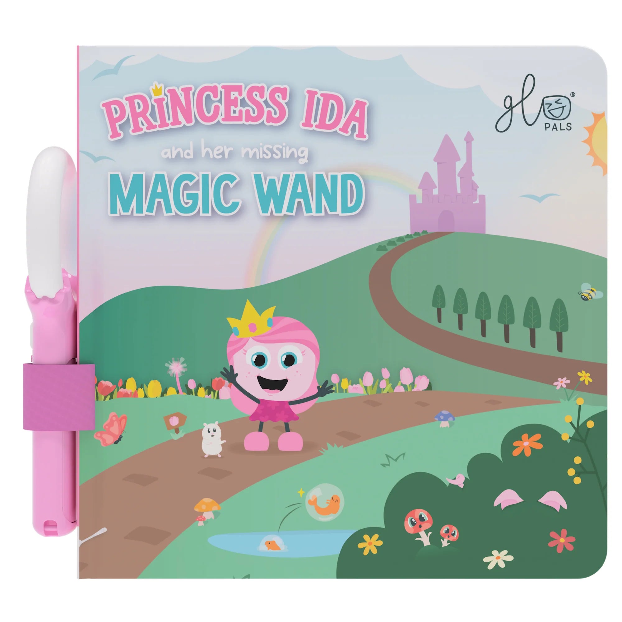 Children's book titled 'Princess Ida and her missing Magic Wand' with a pink wand on a white background.