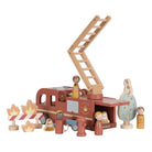 Kids wooden fire truck toy with hydrant and flame pieces
