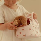 Little Dutch cuddle dog Jackie in floral bag