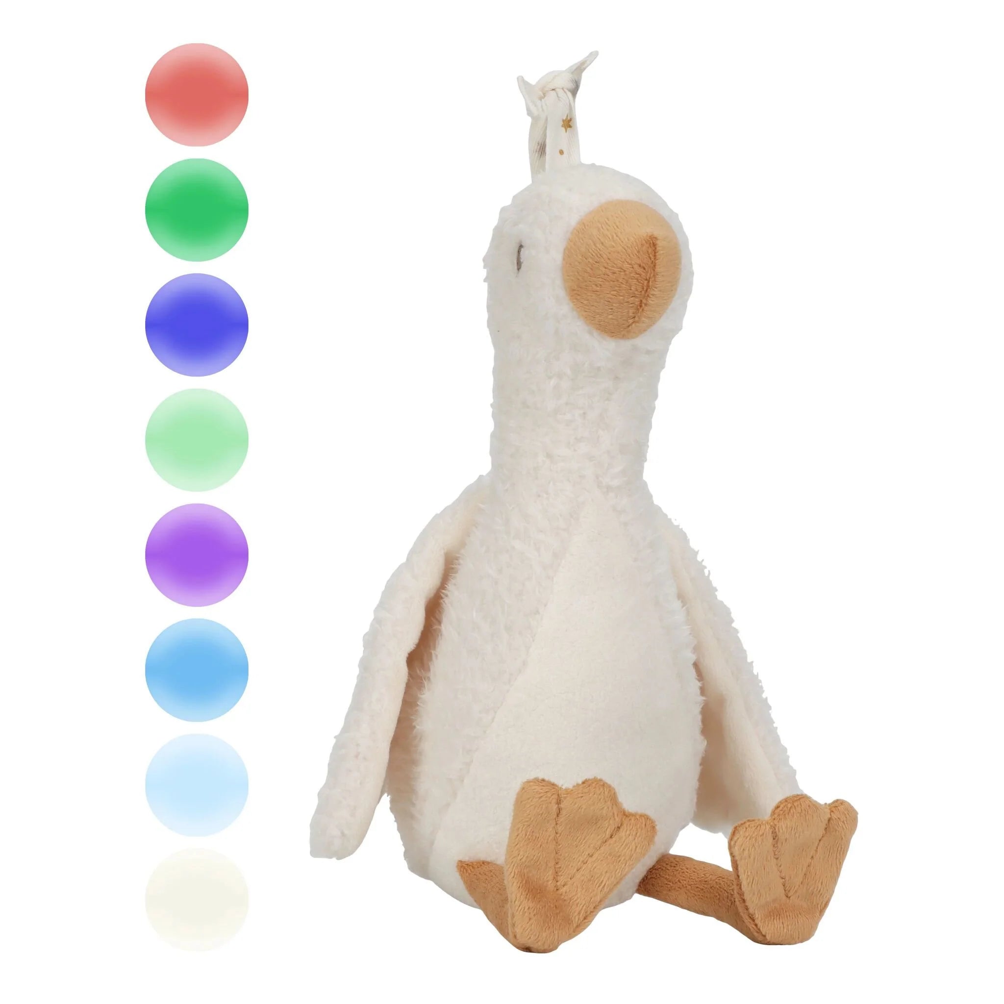 Plush goose with light and sound for calming atmosphere