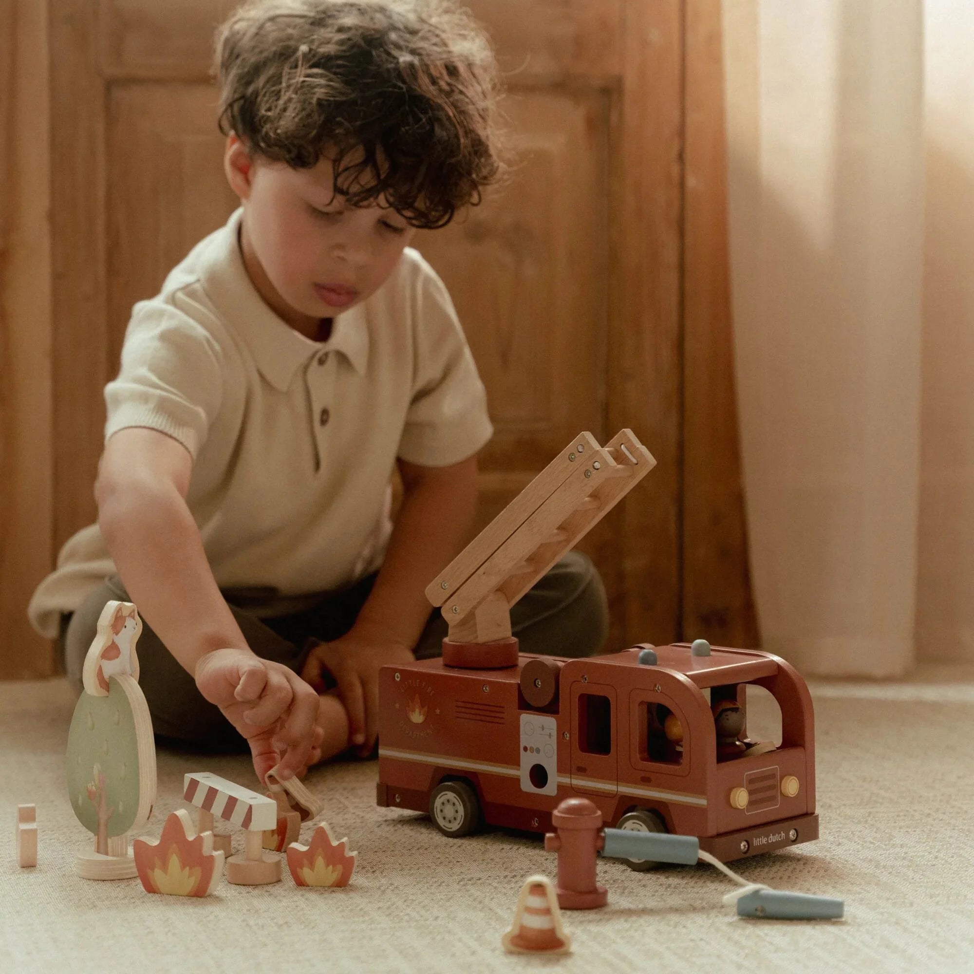 Little Dutch fire truck playset rescue scene with figures