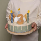 Little Dutch wooden birthday cake toy with slices, candles and toppings for kids pretend play