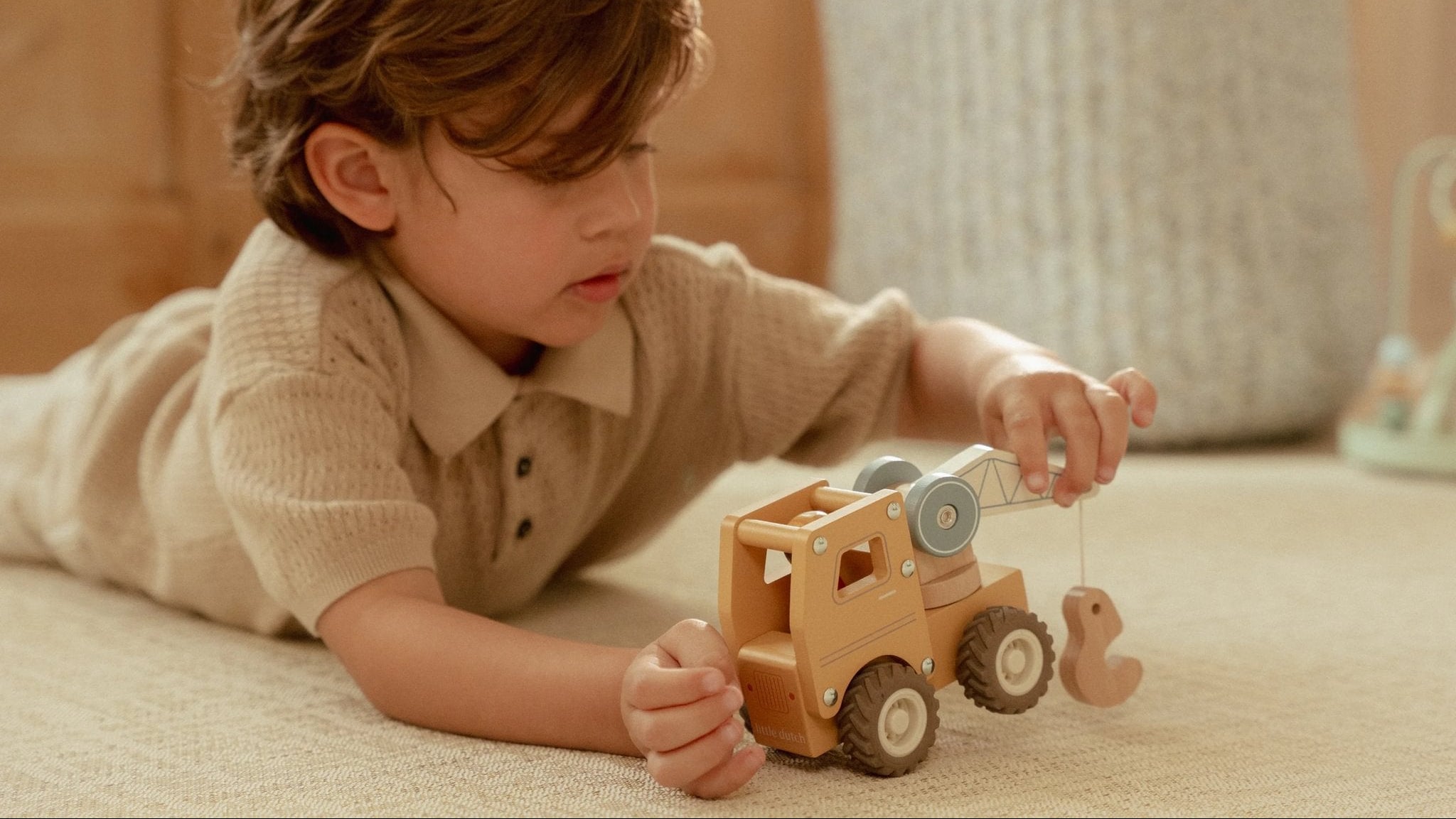Little Dutch wooden crane truck toy